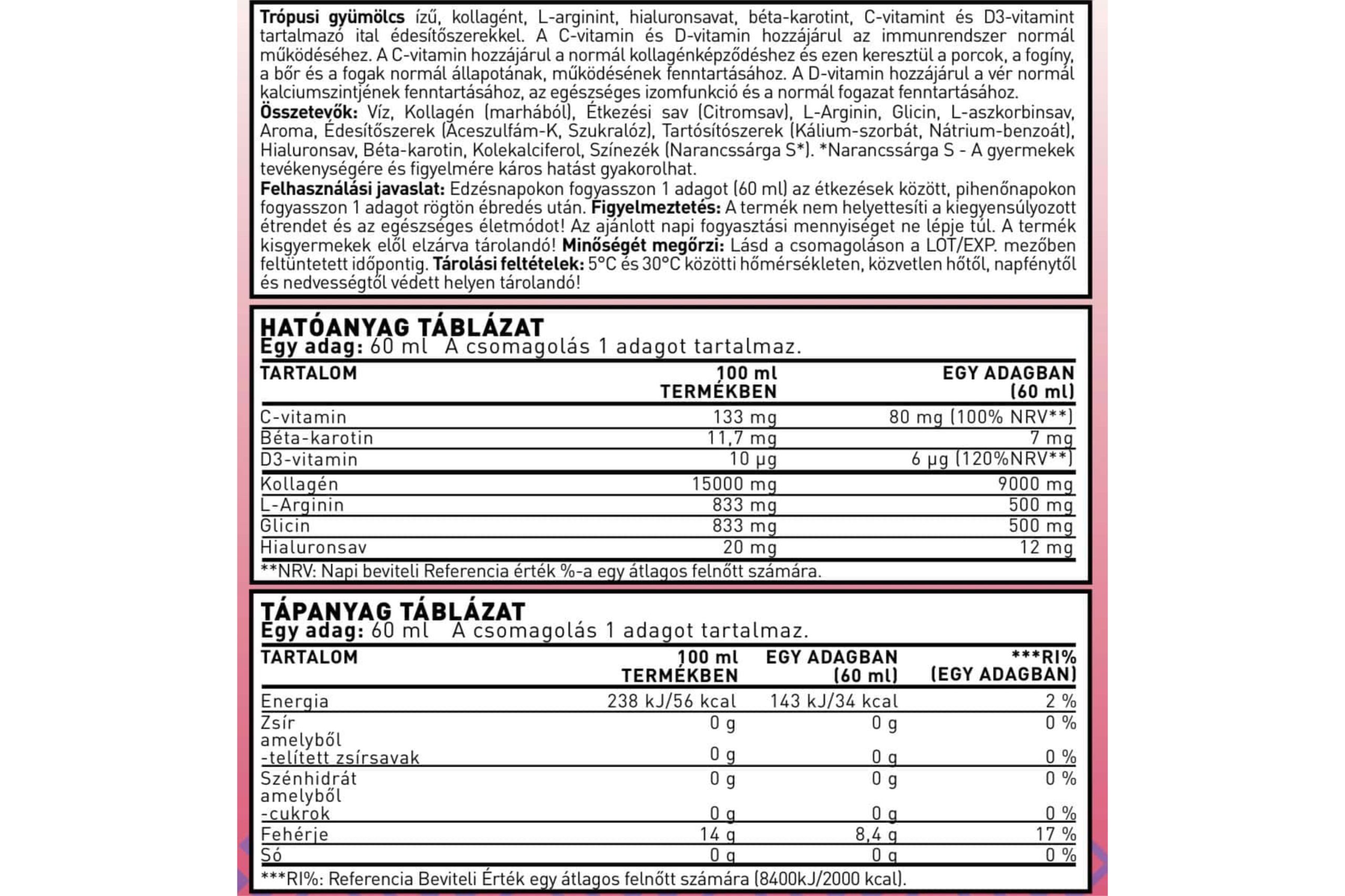 GG BODY YOUNG összetevők