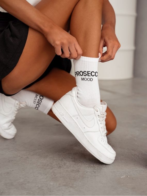 "PROSECCO MOOD" zokni - fehér/fekete